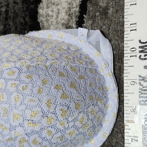 VICTORIA SECRET LIGHT BLUE GOLD SHIMMER LACE LINED DEMI BRA - Picture 3 of 10